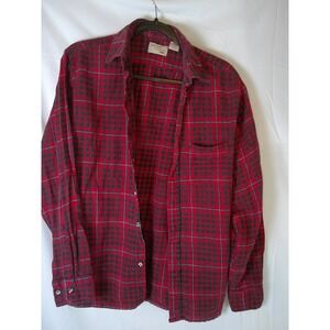 Vintage The Fox Collection Mens Plaid Flannel Long Sleeve Shirt Red Black Size M